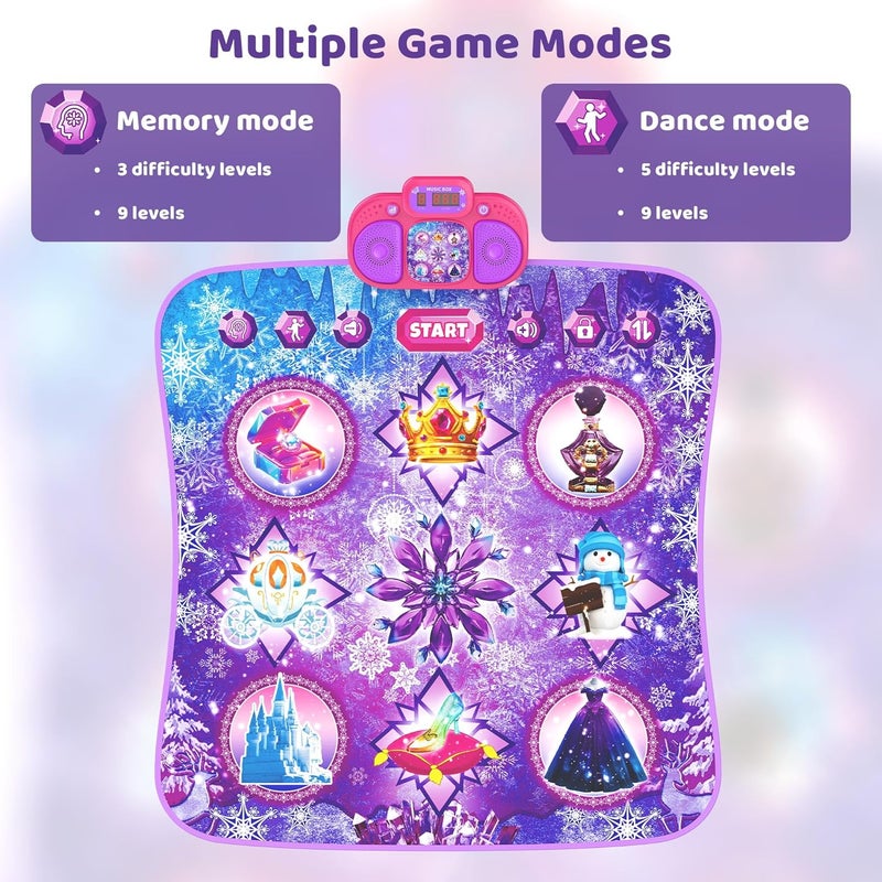 Eterfun Store Dance Mat Toys - 8-Button Frozen Toys for Girls Electronic Dance Pad with 5 Game Modes, Touch Sensitive Kids Musical Mat Toy Christmas & Birthday Gift for 3 4 5 6 7 8 9 10+ Years Old Girls(Purple) - Image 5